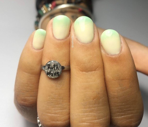 Female Cool Green And Yellow Nail Design