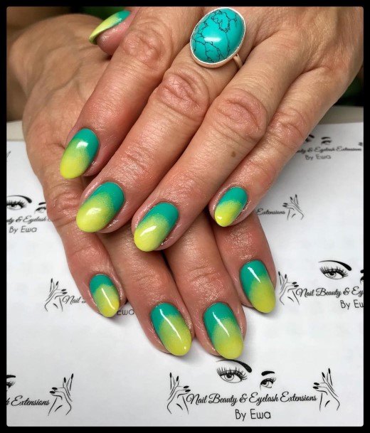 Female Cool Green And Yellow Nail Ideas