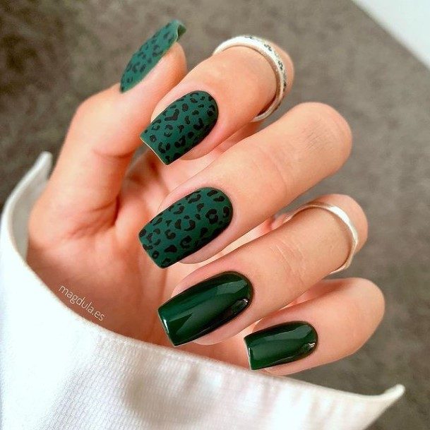 Female Cool Green Nail Design