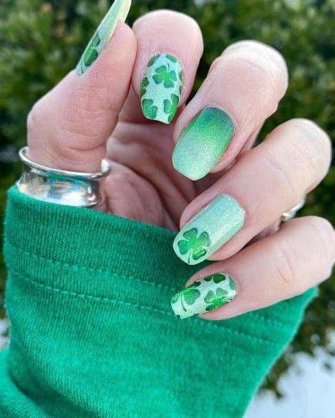 Female Cool Green Ombre Nail Design