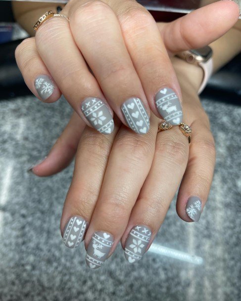 Female Cool Grey And White Nail Ideas