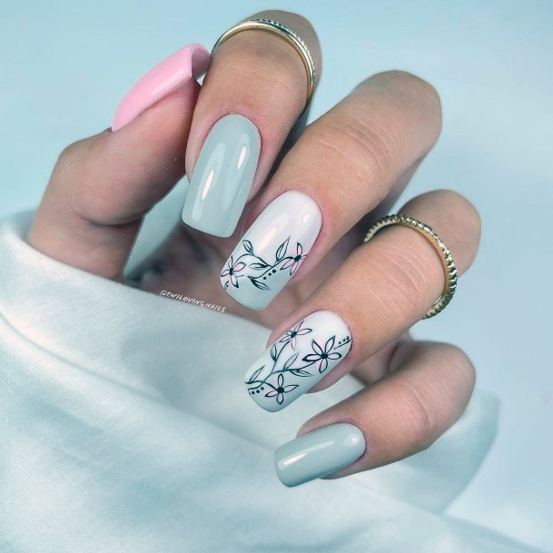 Female Cool Grey Dress Nail Design