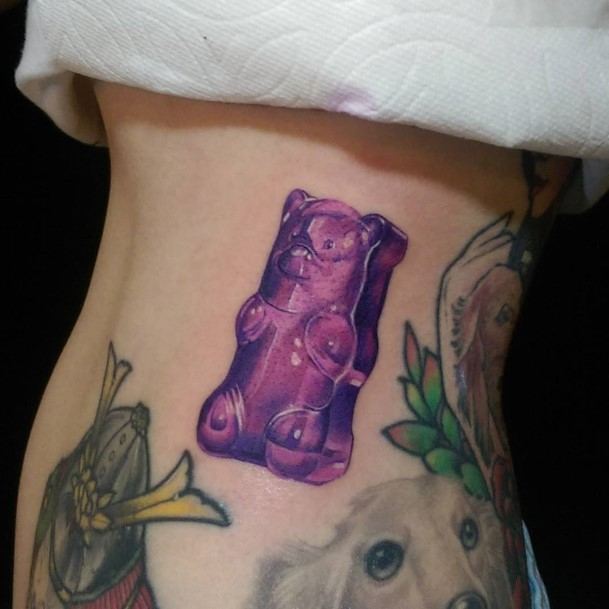 Female Cool Gummy Bear Tattoo Design Purple 3d