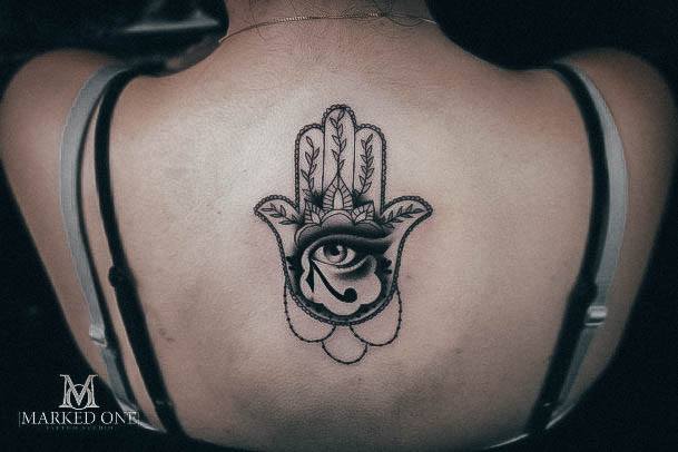 Female Cool Hamsa Tattoo Design