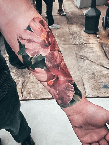 Female Cool Hibiscus Tattoo Design