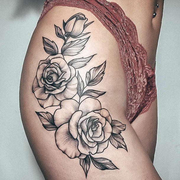 Female Cool Hip Tattoo Ideas Roses