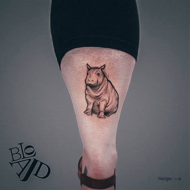 Female Cool Hippo Tattoo Ideas