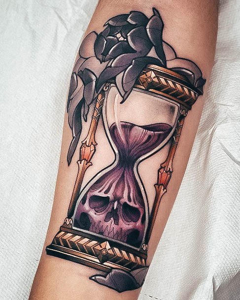 Female Cool Hourglass Tattoo Design Forearm
