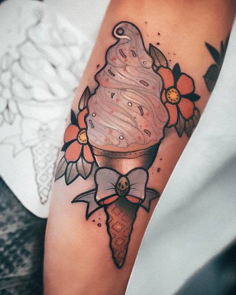 Female Cool Ice Cream Tattoo Design