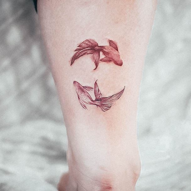 Female Cool Koi Fish Tattoo Ideas Simplistic