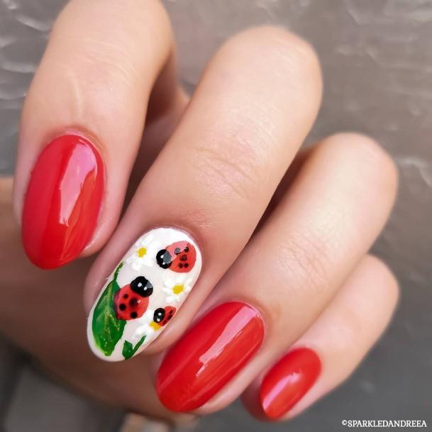 Female Cool Ladybug Nail Ideas