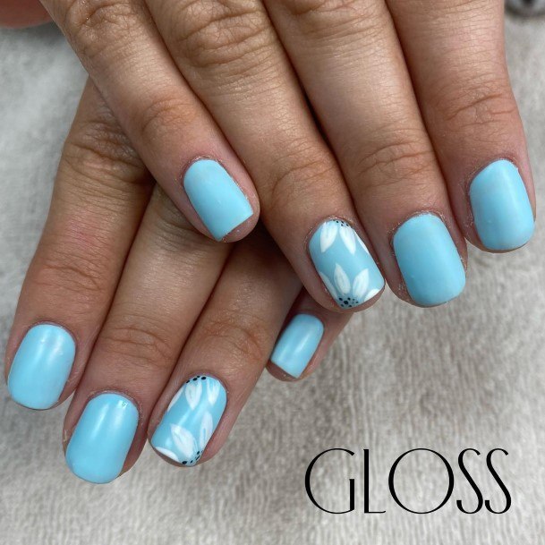 Female Cool Light Blue Nail Design