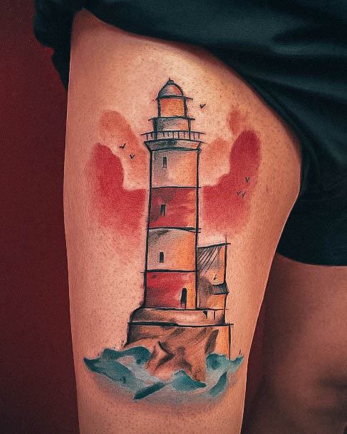 Female Cool Lighthouse Tattoo Design