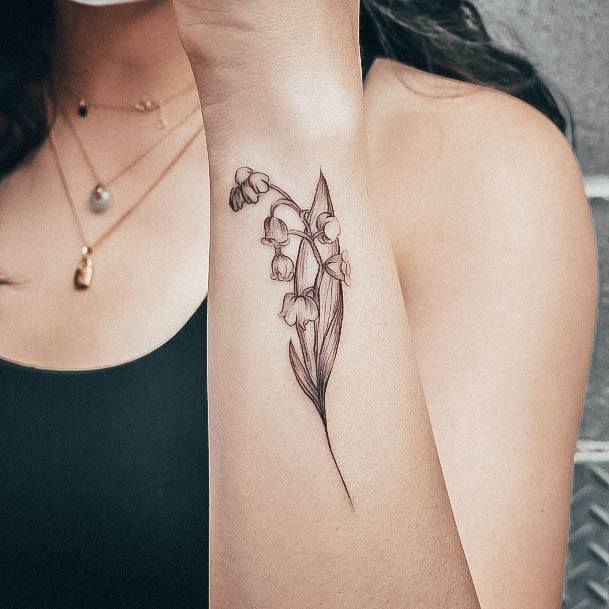 Female Cool Lily Of The Valley Tattoo Ideas