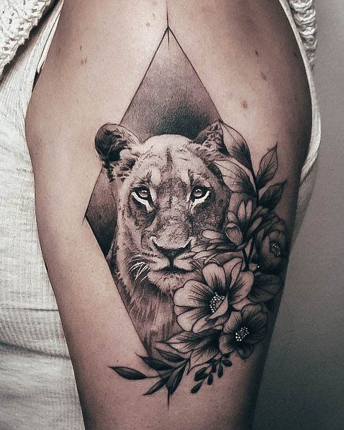 Female Cool Lioness Tattoo Design