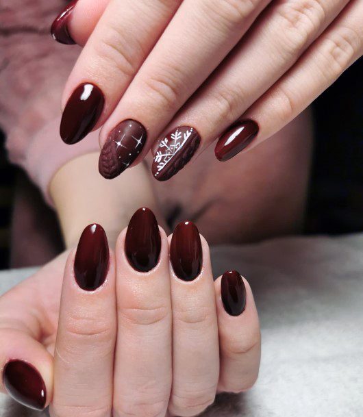 Female Cool Maroon Dress Nail Design