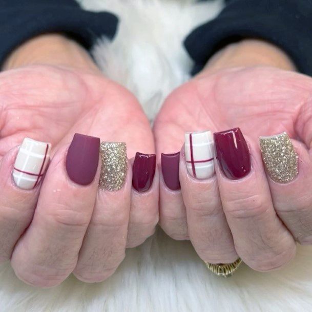 Female Cool Maroon White Nail Ideas