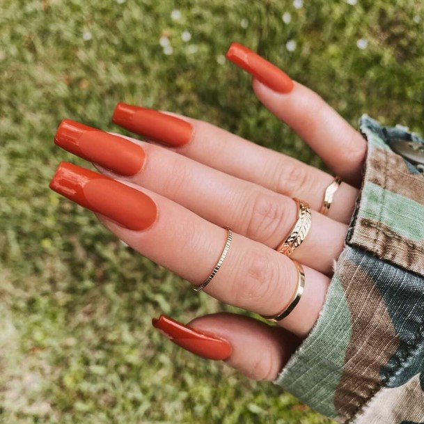 Female Cool Matte Fall Nail Design