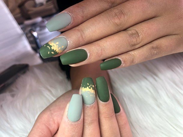 Female Cool Matte Green Nail Design