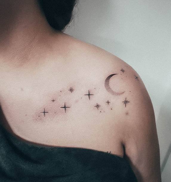 Female Cool Moon Tattoo Design