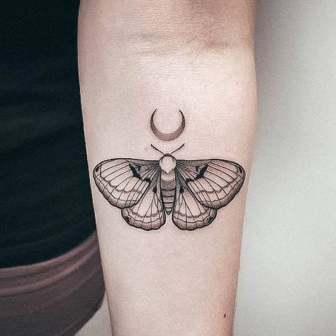 Female Cool Moth Tattoo Design