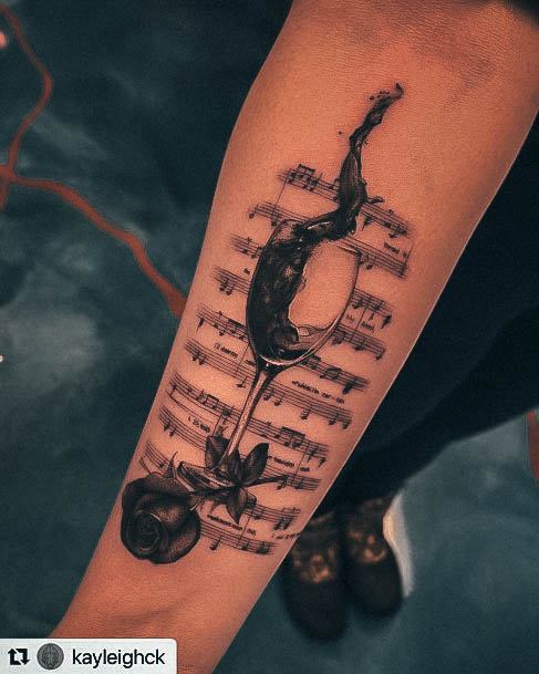 Female Cool Music Tattoo Design