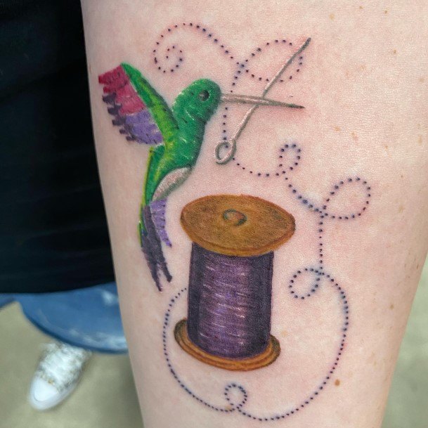 Female Cool Needle And Thread Tattoo Ideas