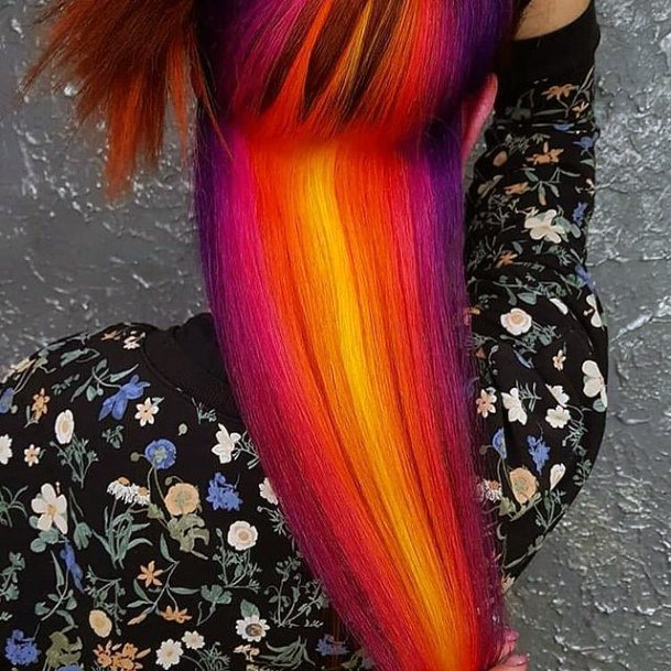 Female Cool Neon Hairstyles Design