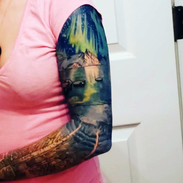 Female Cool Northern Lights Tattoo Design