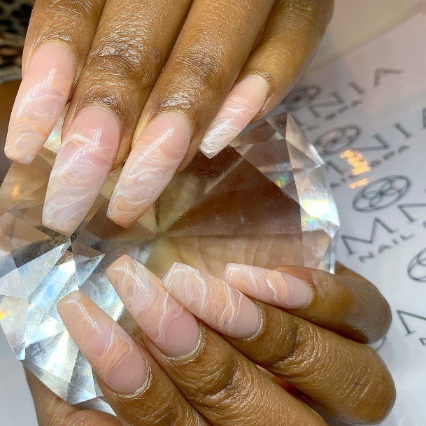 Female Cool Nude Marble Nail Design