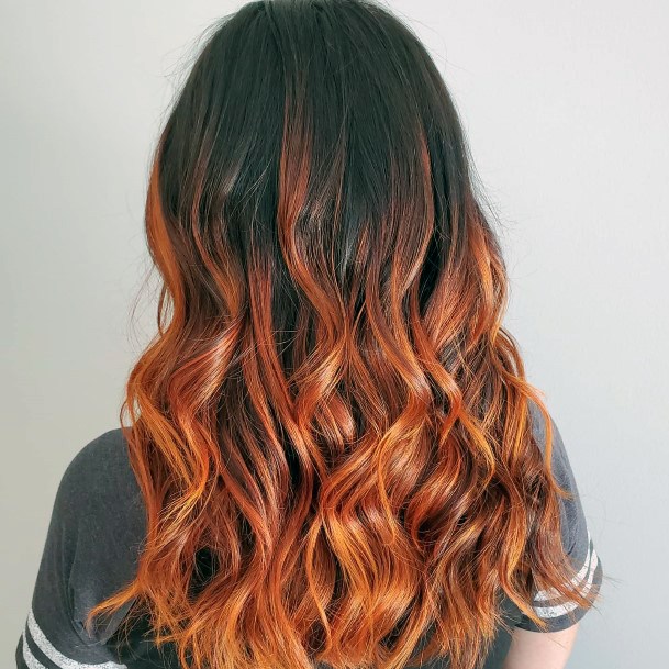 Female Cool Orange Ombre Hairstyles Design