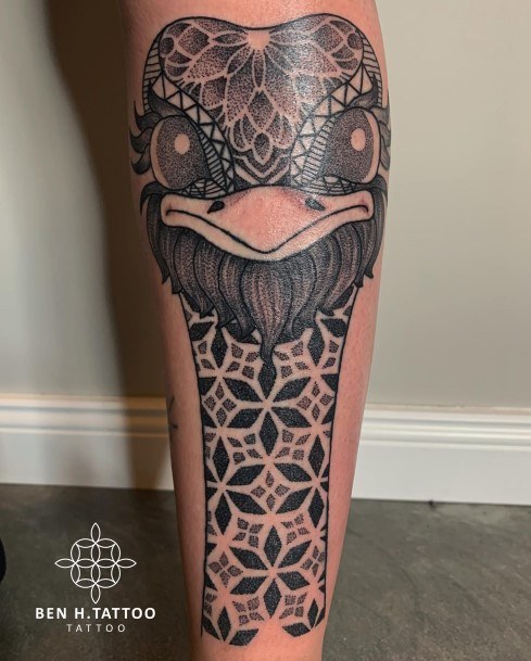 Female Cool Ostrich Tattoo Design