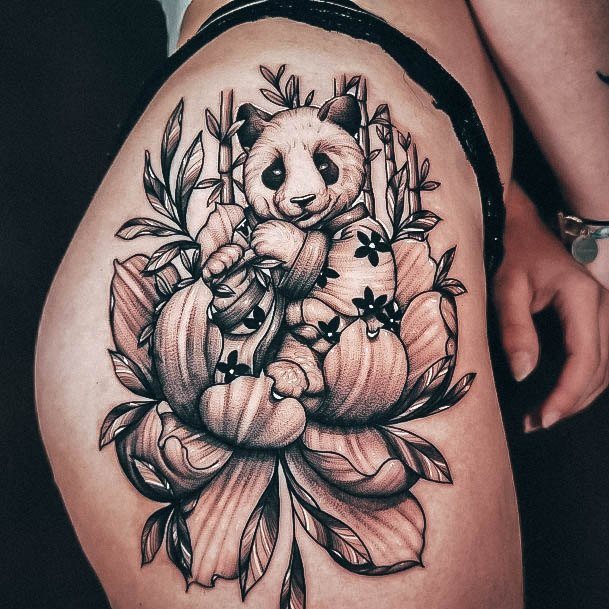 Female Cool Panda Tattoo Design