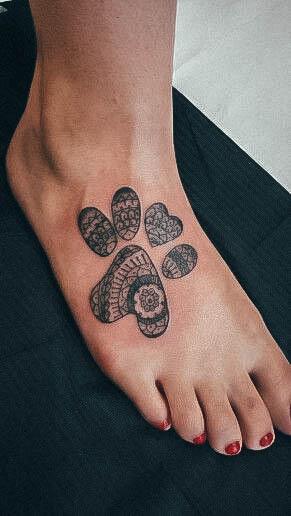 Female Cool Paw Print Tattoo Design