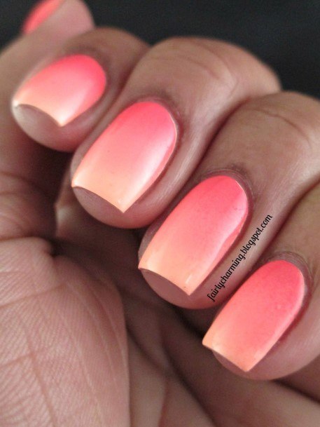 Female Cool Peach Matte Nail Design