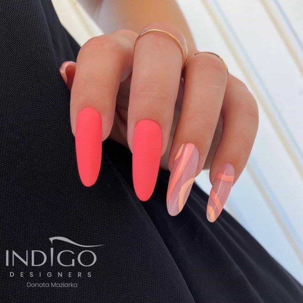 Female Cool Peach Matte Nail Ideas