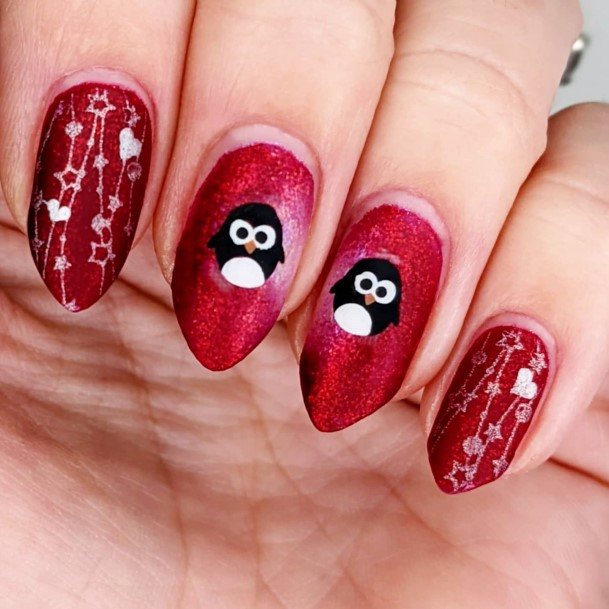 Female Cool Penguin Nail Design