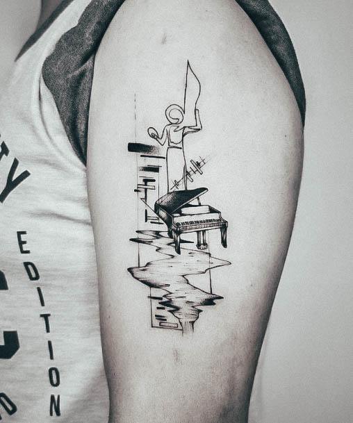 Female Cool Piano Tattoo Design