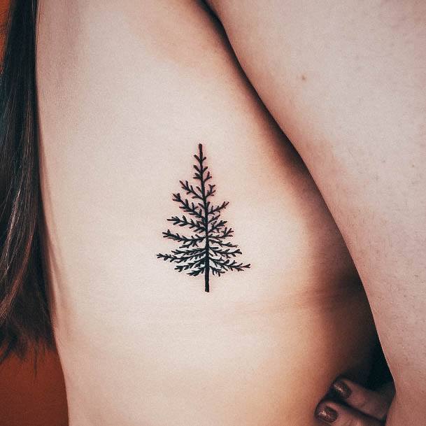 Female Cool Pine Tree Tattoo Design