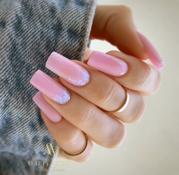 Female Cool Pink And Blue Nail Design