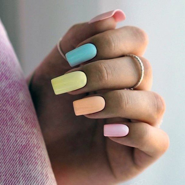 Female Cool Pink And Blue Nail Ideas