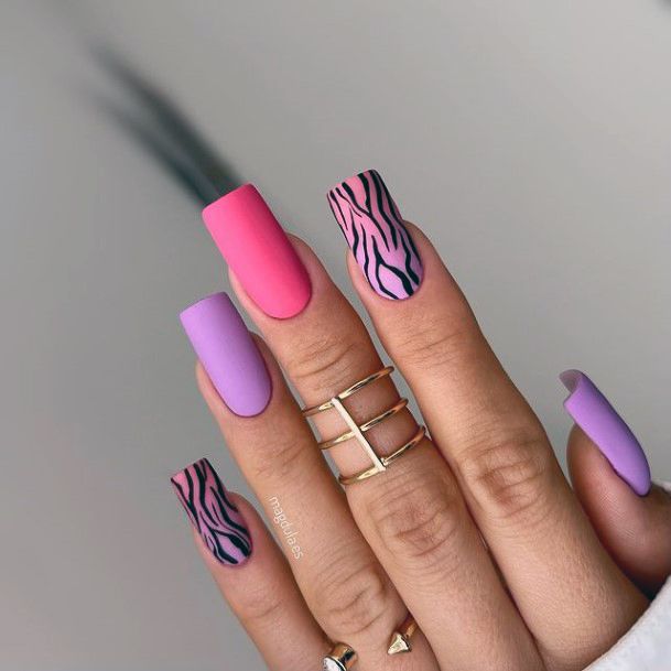 Female Cool Pink Summer Nail Design