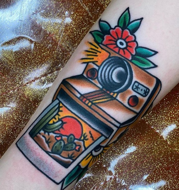 Female Cool Polaroid Tattoo Design