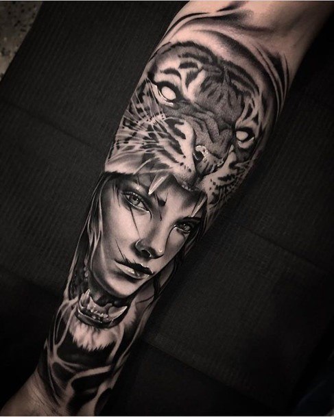 Female Cool Portrait Tattoo Design