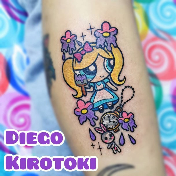 Female Cool Powerpuff Girls Bubbles Tattoo Design