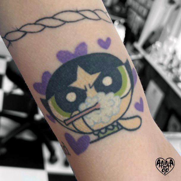 Female Cool Powerpuff Girls Buttercup Tattoo Design