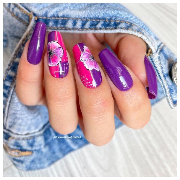 Female Cool Purple Summer Nail Design