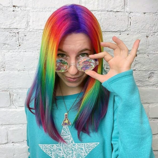 Female Cool Rainbow Hairstyles Ideas