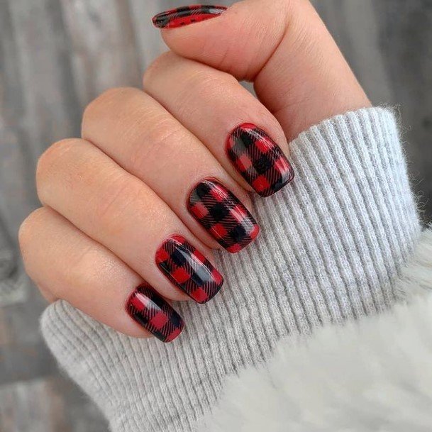 Female Cool Red And Black Nail Ideas