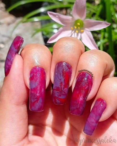 Female Cool Red And Purple Nail Ideas